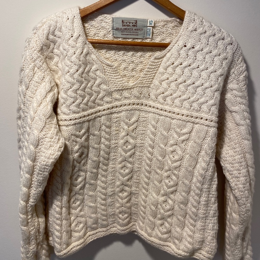 Women’s Aran Sweater 100% Merino Wool Made in Ireland